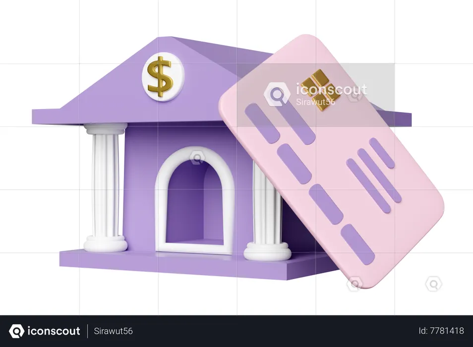 Banco e cartão de crédito  3D Icon