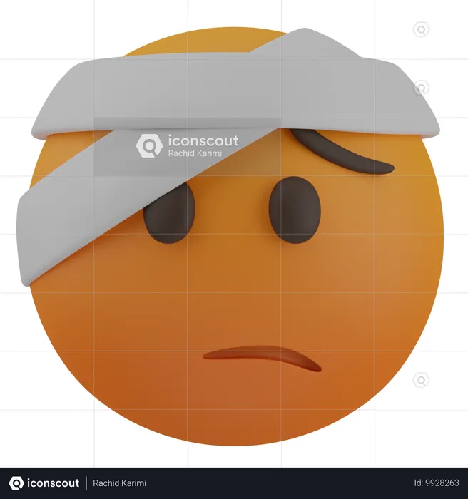 Rosto com bandagem na cabeça Emoji 3D Icon