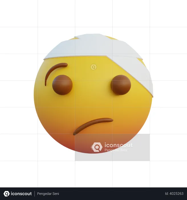 Rosto com bandagem na cabeça Emoji 3D Emoji