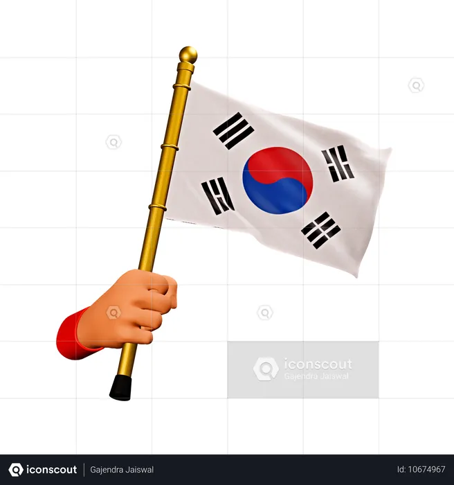 Bandeira da Coreia do Sul Flag 3D Icon