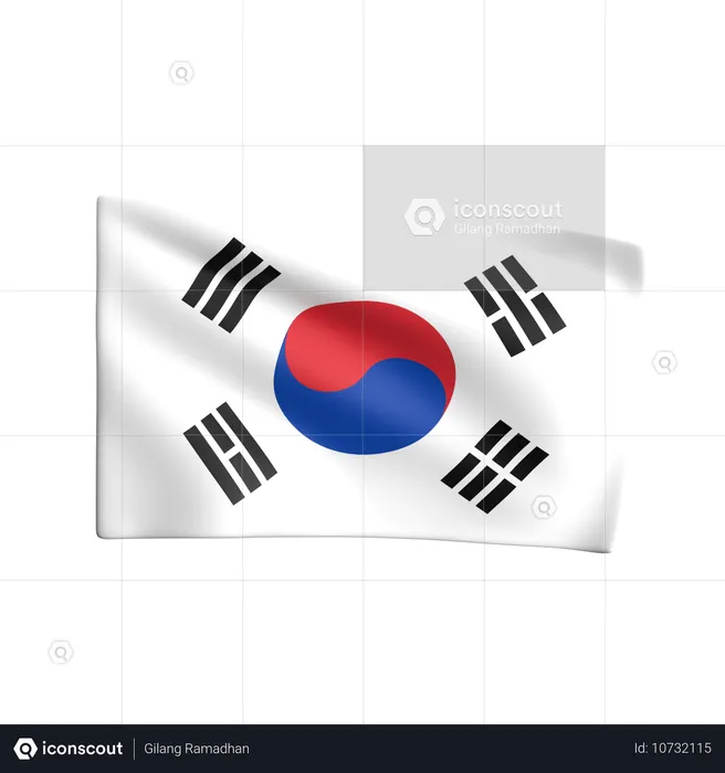 Bandeira da Coreia do Sul Flag 3D Icon