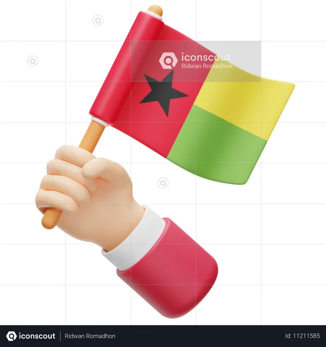 Bandeira da Guiné Bissau Flag 3D Icon