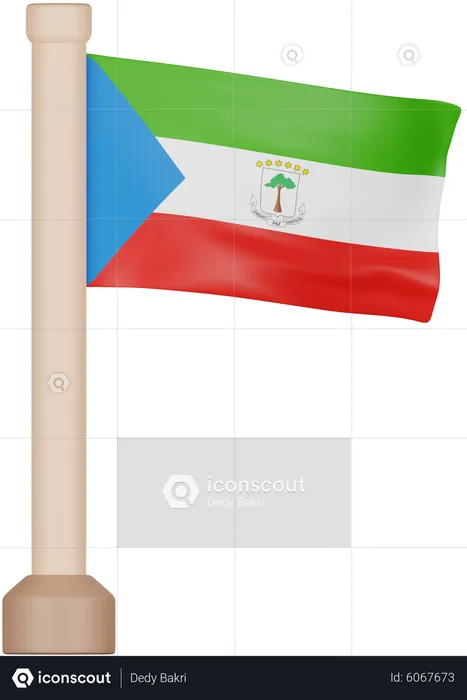 Bandeira da Guiné Equatorial Flag 3D Icon