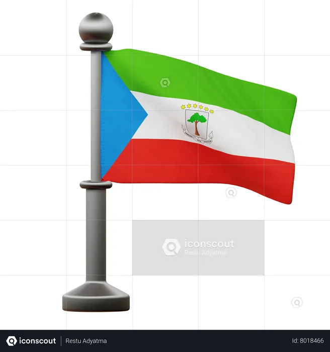 Bandeira da Guiné Equatorial Flag 3D Icon