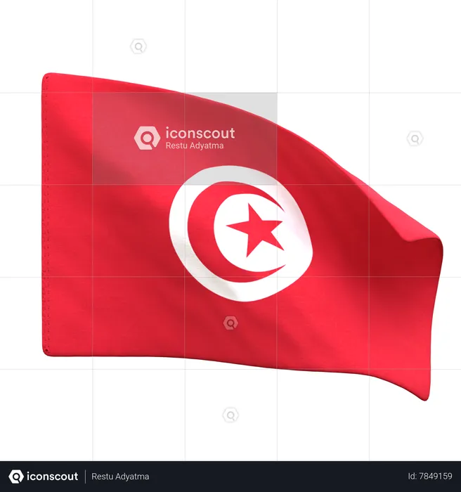 Bandeira da Tunísia Flag 3D Icon