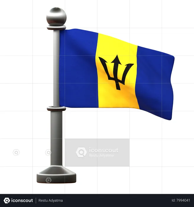 Bandeira de Barbados Flag 3D Icon