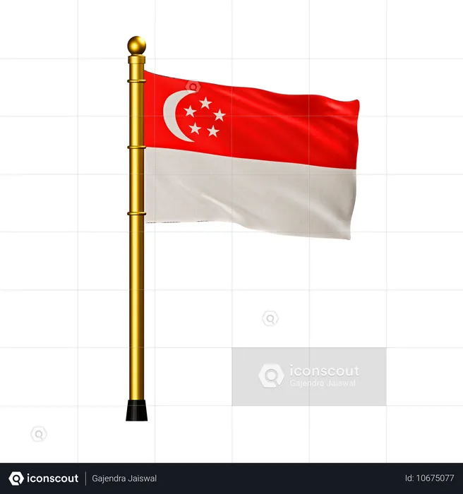 Bandeira de Singapura Flag 3D Icon