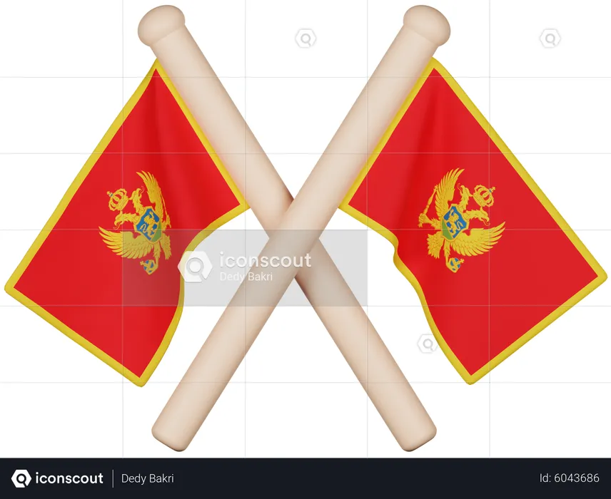 Bandeira do Montenegro Flag 3D Icon