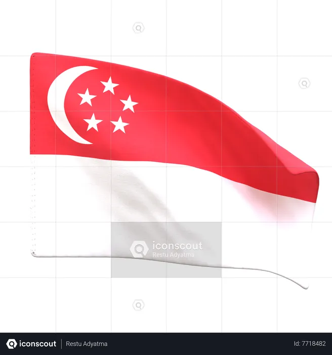 Bandeira de Singapura Flag 3D Icon