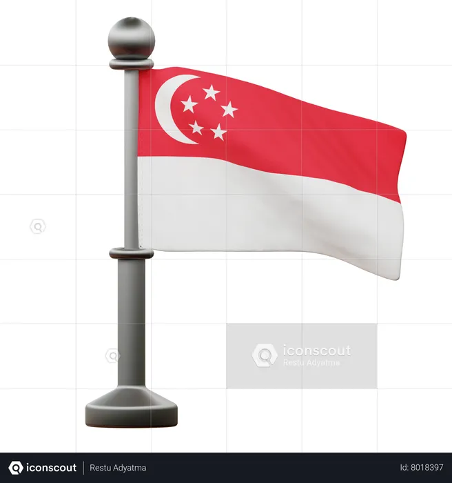 Bandeira de Singapura Flag 3D Icon