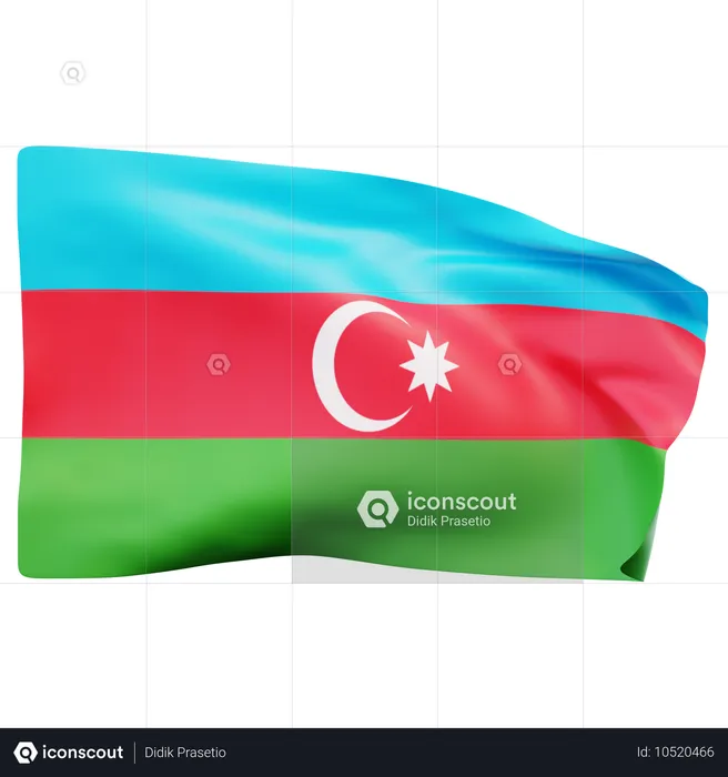 Bandeira do Azerbaijão Flag 3D Icon