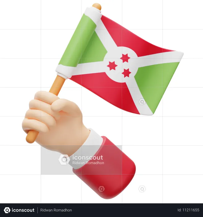 Bandeira do burundi Flag 3D Icon