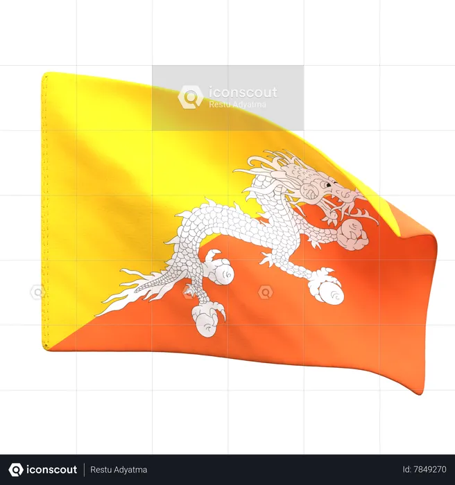 Bandeira do Butão Flag 3D Icon