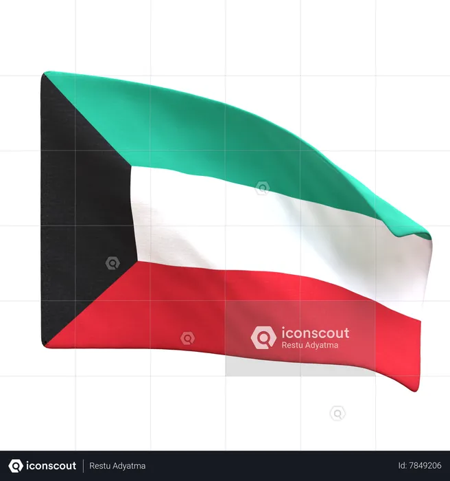 Bandeira do Kuwait Flag 3D Icon