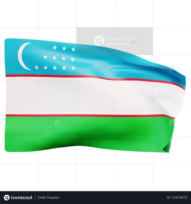 Bandeira do Uzbequistão Flag 3D Icon