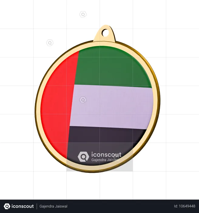 Emblema da medalha da bandeira dos emirados árabes unidos Flag 3D Icon