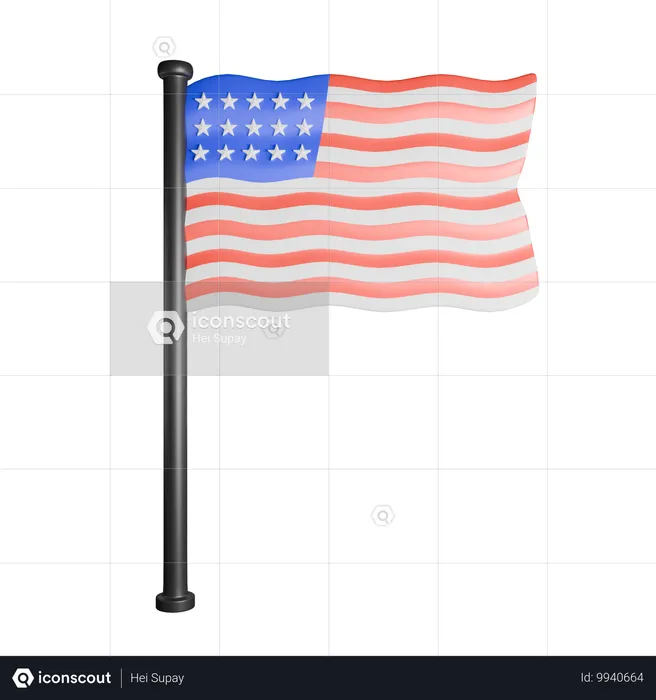 Bandeira nacional americana  3D Icon