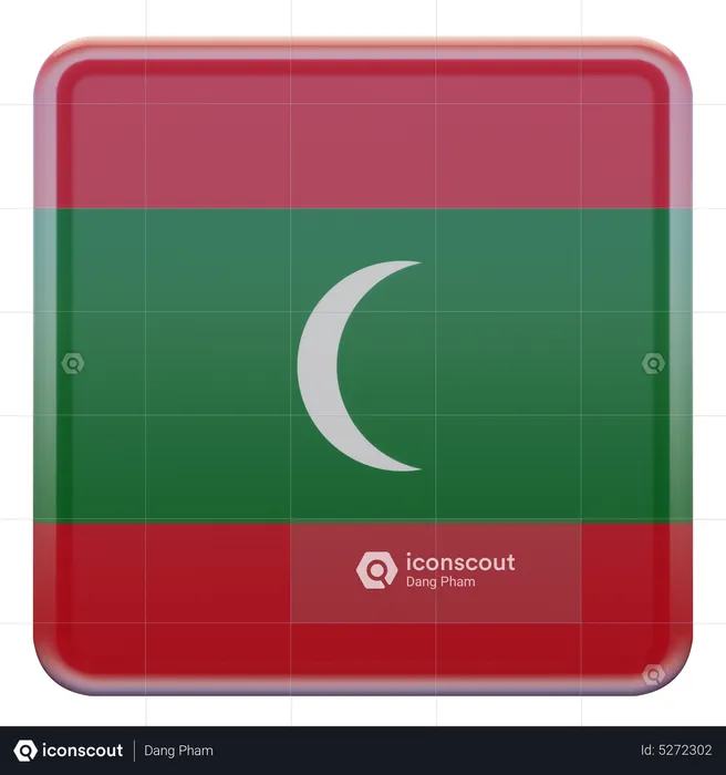 Bandeira Quadrada das Maldivas Flag 3D Icon