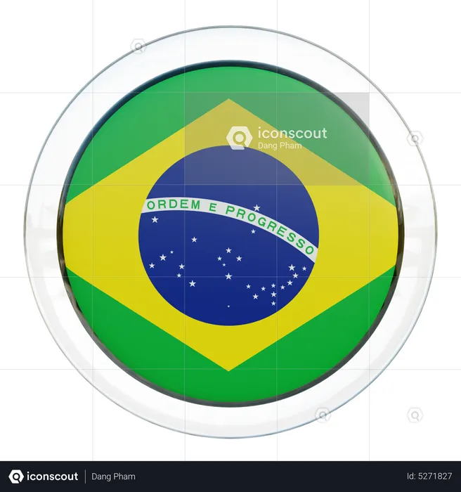 Bandeira Redonda do Brasil Flag 3D Icon