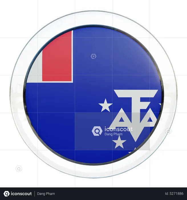 Bandeira Redonda das Terras Austrais e Antárticas Francesas Flag 3D Icon