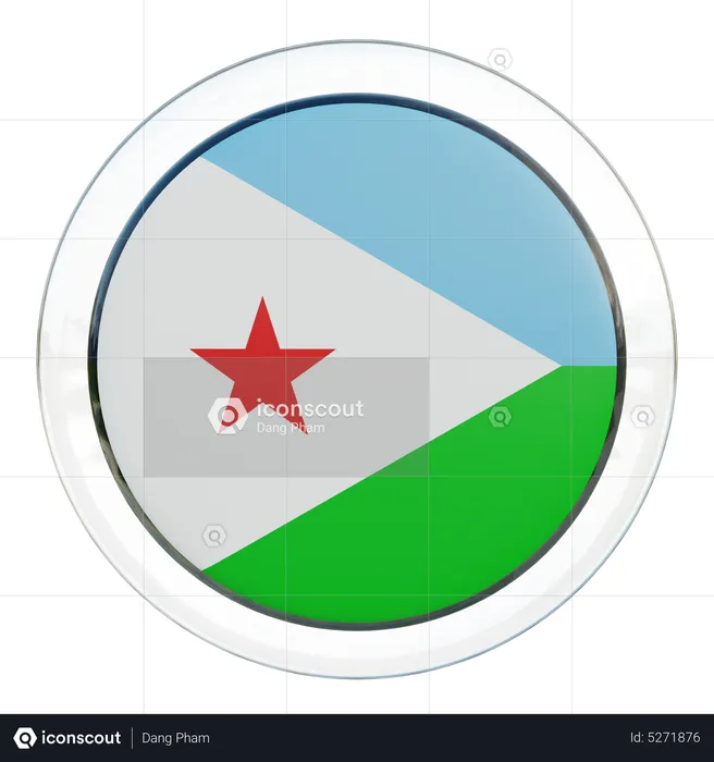 Bandeira Redonda do Djibuti Flag 3D Icon