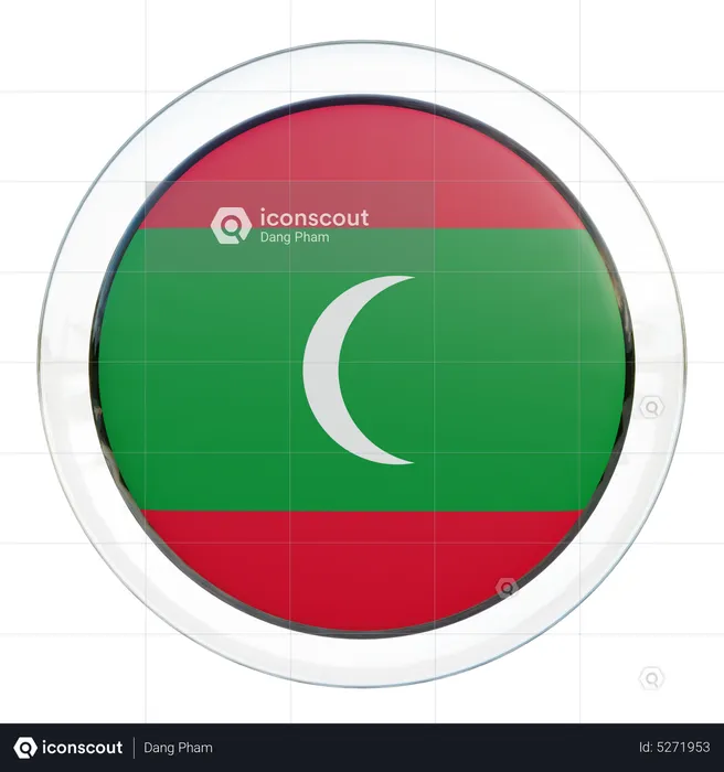 Bandeira redonda das Maldivas Flag 3D Icon