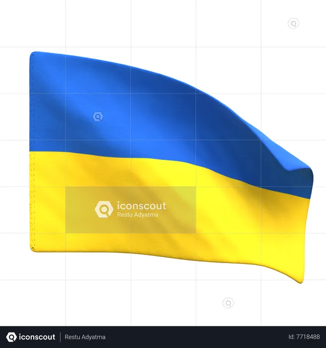 Bandeira da Ucrânia Flag 3D Icon