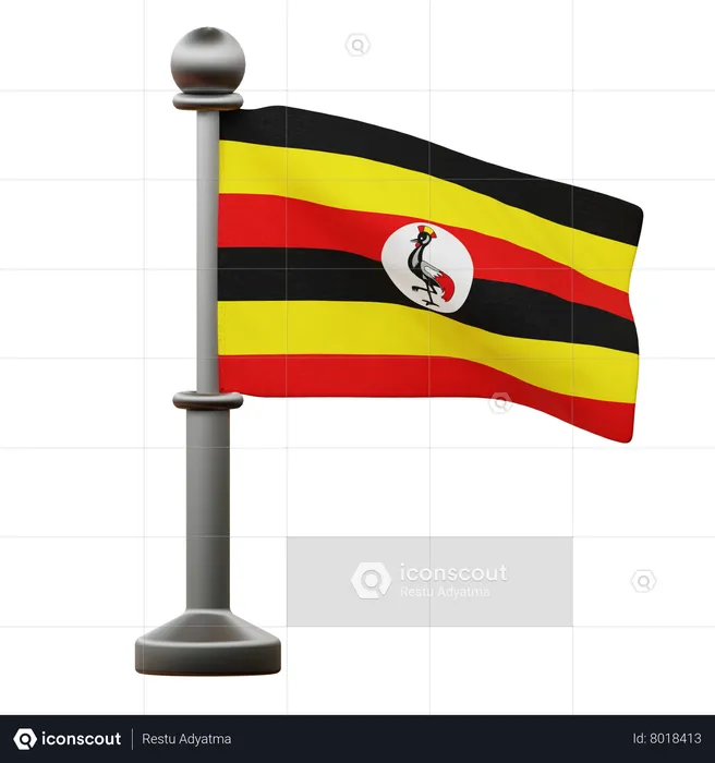 Bandeira de Uganda Flag 3D Icon