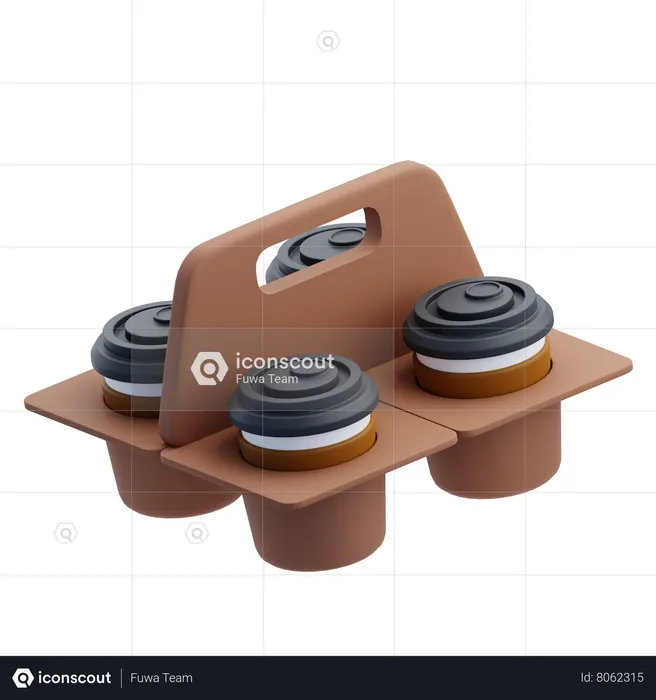 Bandeja de papel para cafe  3D Icon