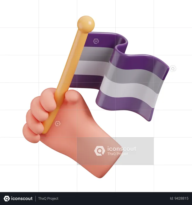 Bandera asexual de mano  3D Icon