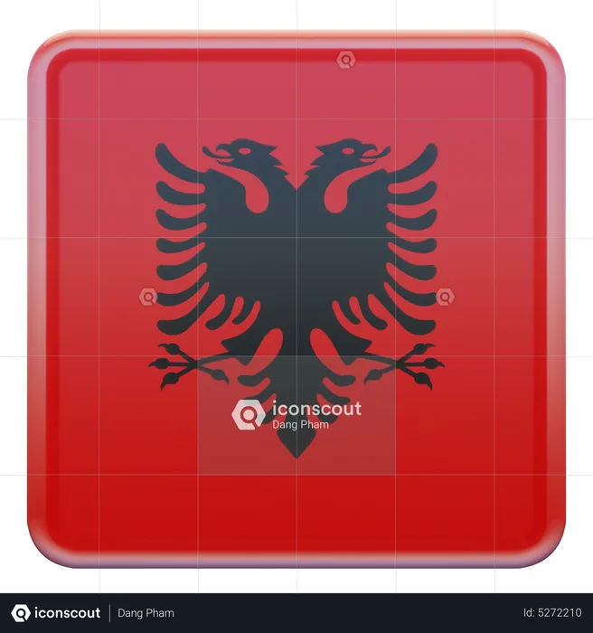 Bandera cuadrada de Albania Flag 3D Icon
