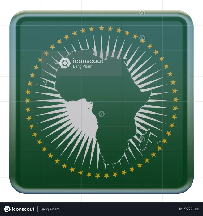 Bandera de la Plaza de la Unión Africana Flag 3D Icon