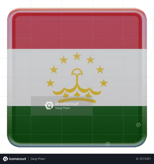 Bandera cuadrada de Tayikistán Flag 3D Icon