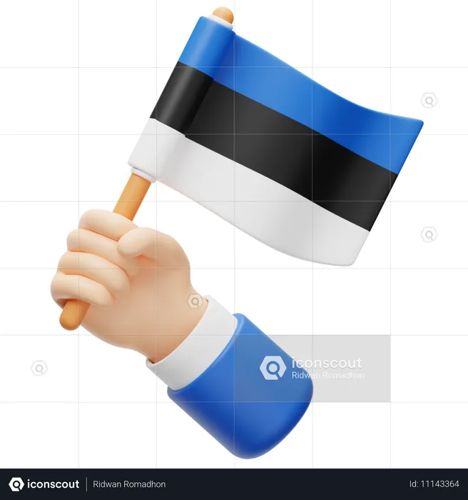 Bandera de estonia en la mano Flag 3D Icon