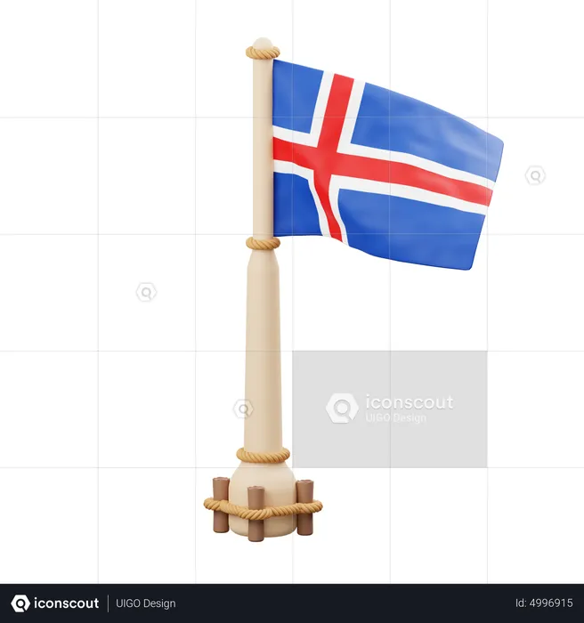 Bandera de islandia  3D Icon