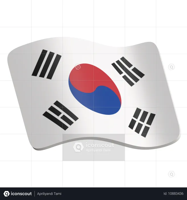 Bandera de la república de corea  3D Icon