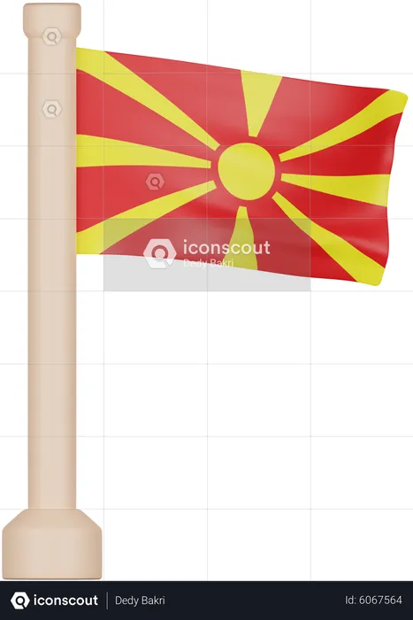 Bandera de macedonia del norte Flag 3D Icon