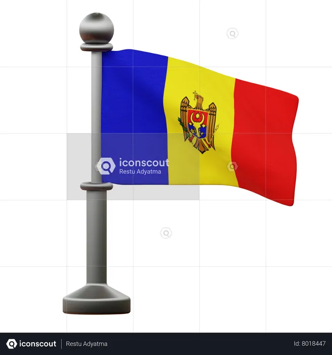 Bandera de moldavia Flag 3D Icon