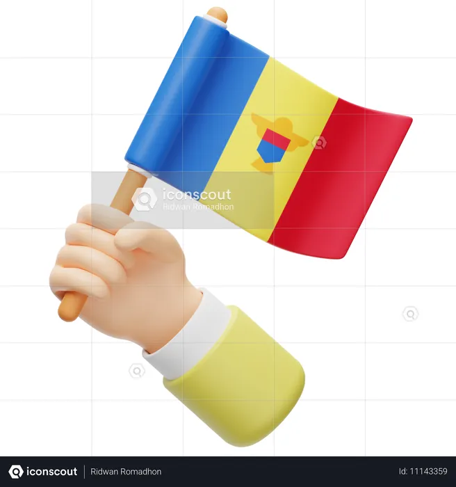 Bandera de Moldavia en la mano Flag 3D Icon