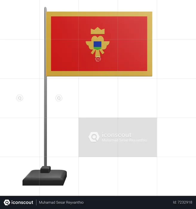 Bandera de montenegro  3D Icon