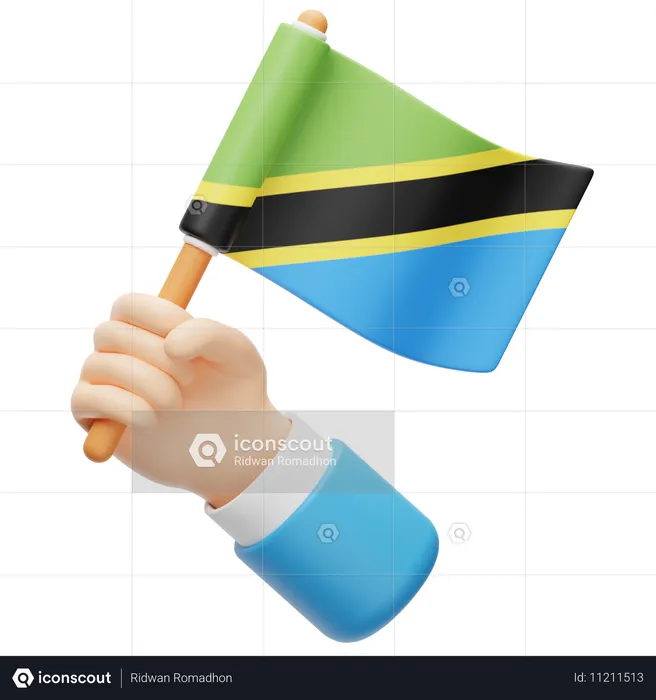 Bandera de tanzania Flag 3D Icon