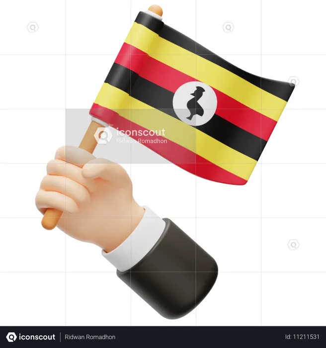 Bandera de uganda Flag 3D Icon