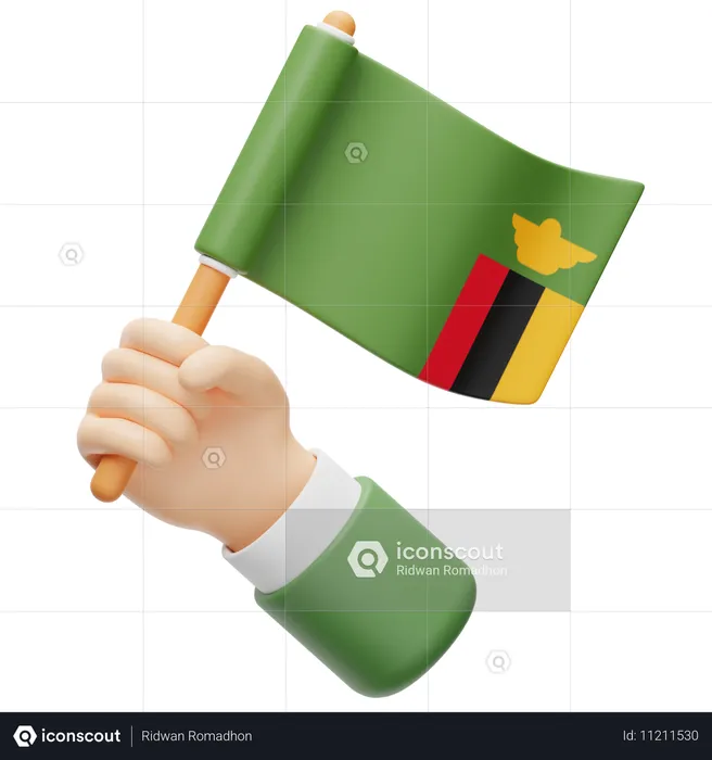 Bandera de zambia Flag 3D Icon