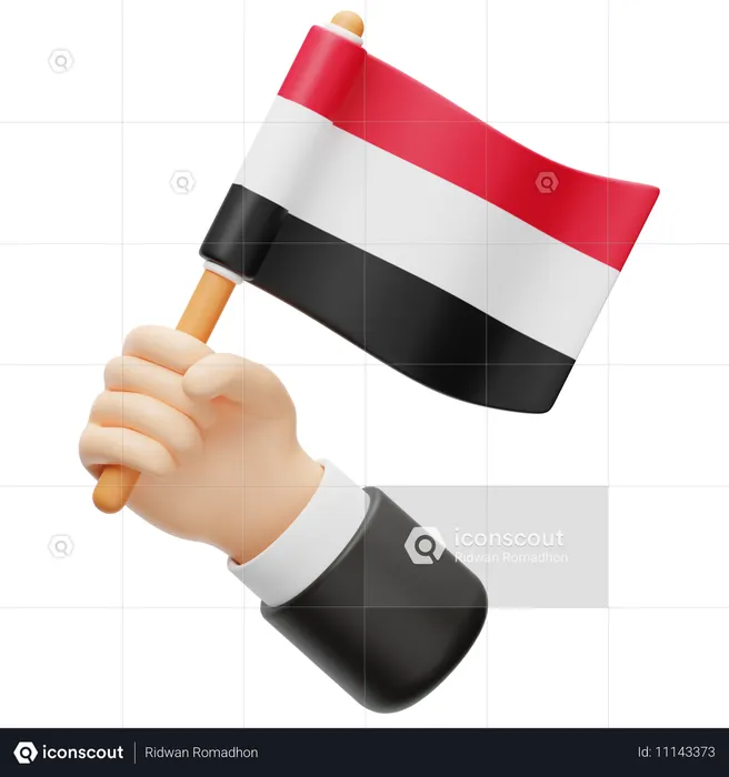 Bandera de Yemen en la mano Flag 3D Icon