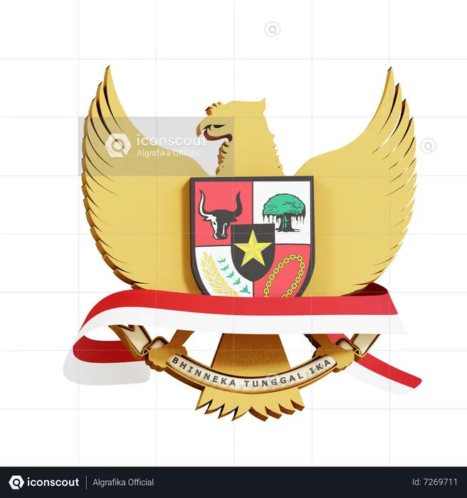 Bandera indonesia de Garuda  3D Illustration