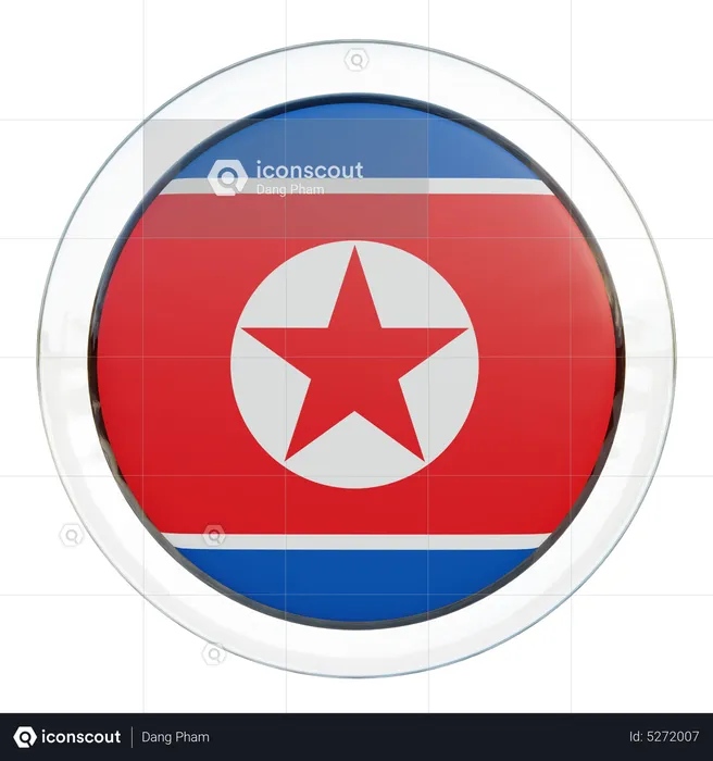 Bandera redonda de Corea del Norte Flag 3D Icon