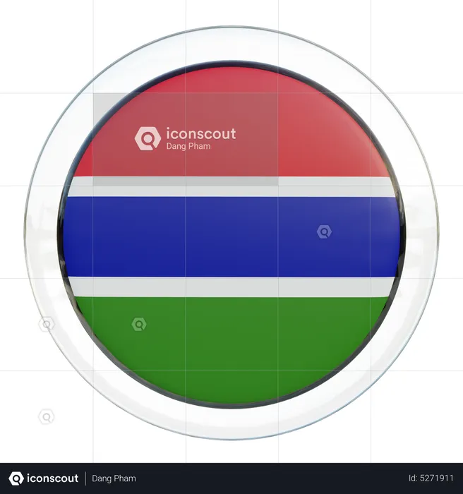 Bandera redonda de Gambia Flag 3D Icon
