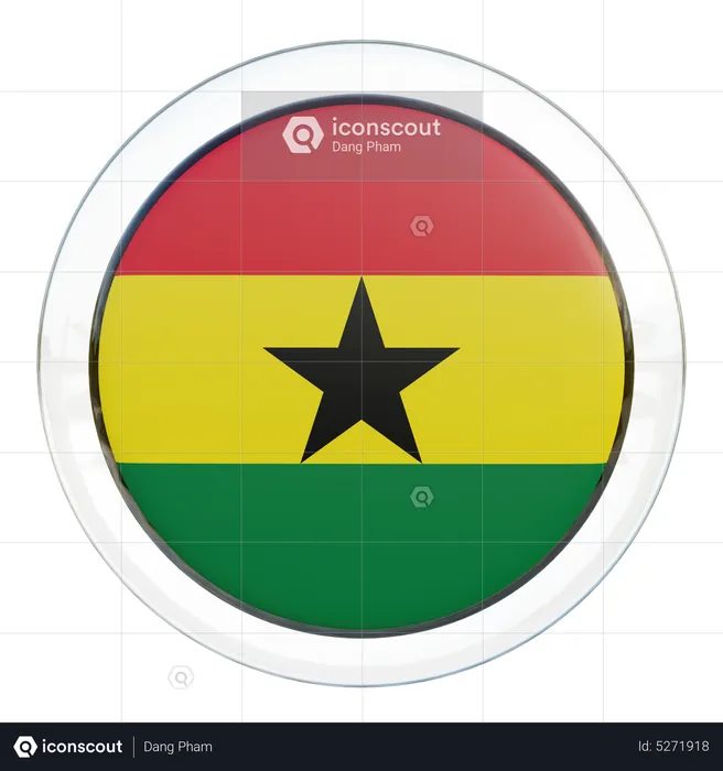 Bandera redonda de Ghana Flag 3D Icon