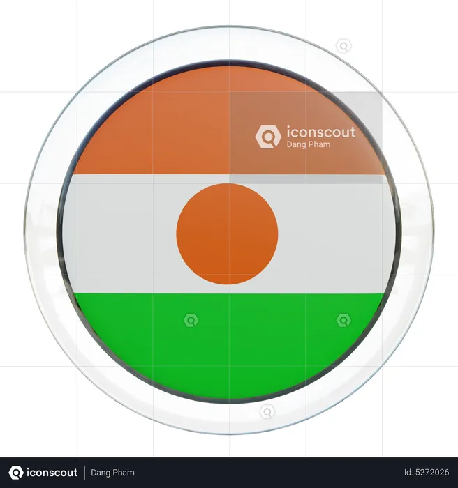 Bandera redonda de Níger Flag 3D Icon