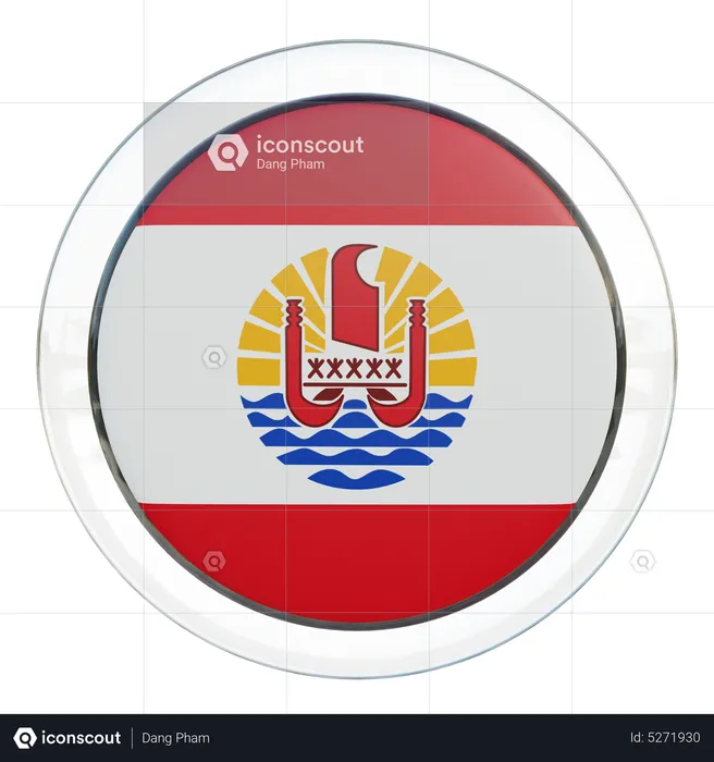 Bandera redonda de la Polinesia Francesa Flag 3D Icon